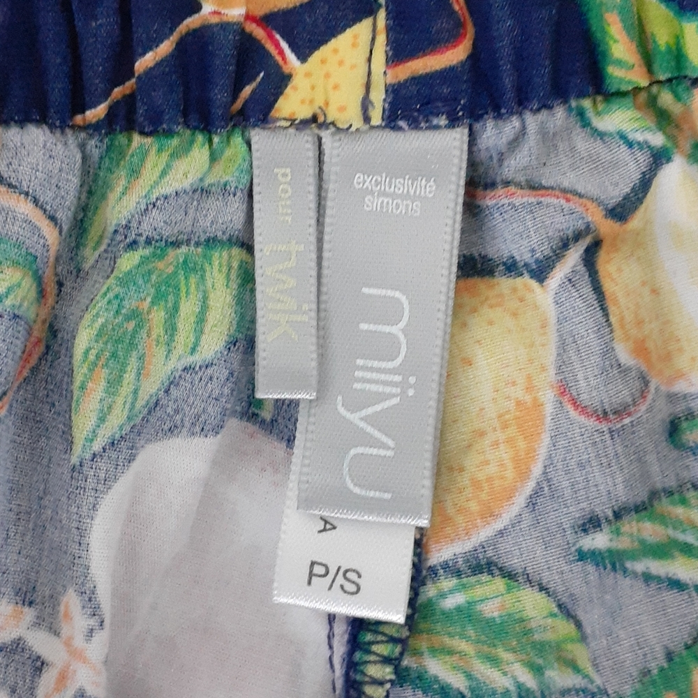 Miiyu Fruits Print Navy 100% Cotton Sleep Boxer Shorts Size Small - Picture 4 of 5